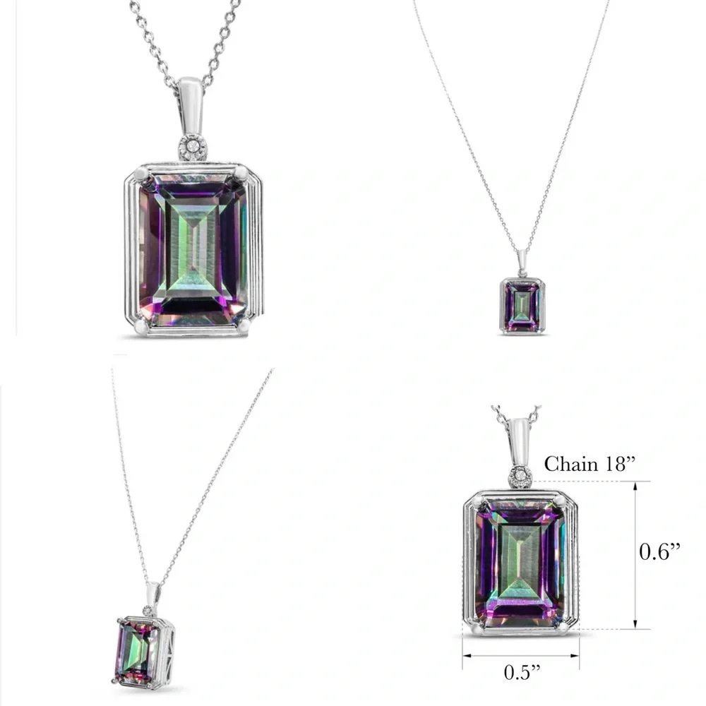 Stunning 10 Carat Mystic Topaz Necklace with Diamond Accent - Picture 15 of 16